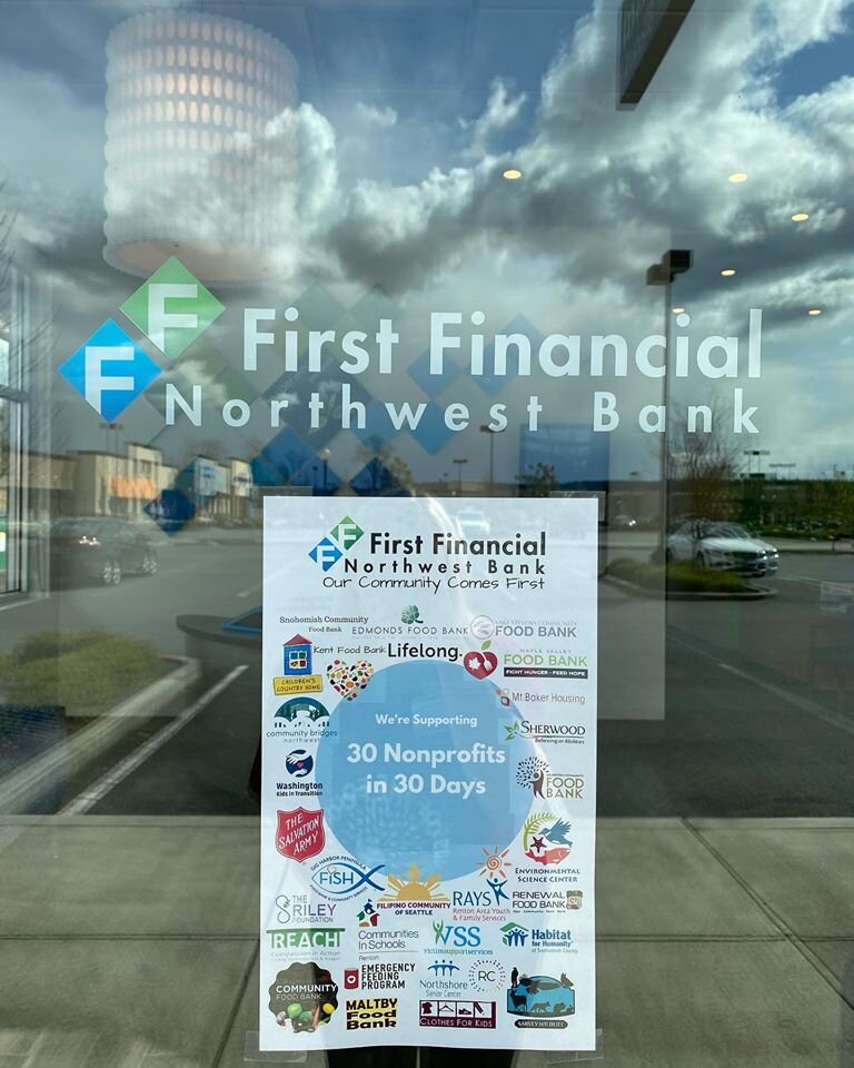First financial Bank flyer in window