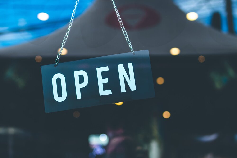A business's open sign