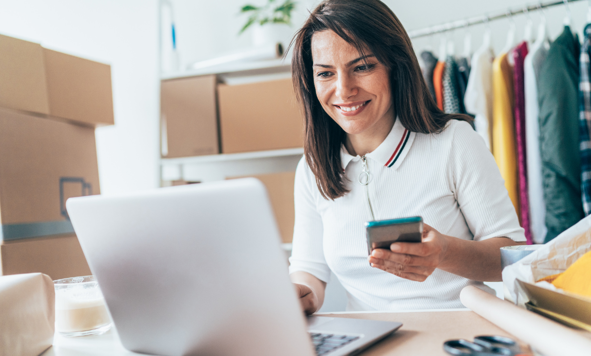 Small Business Owner Using Fintech Tools